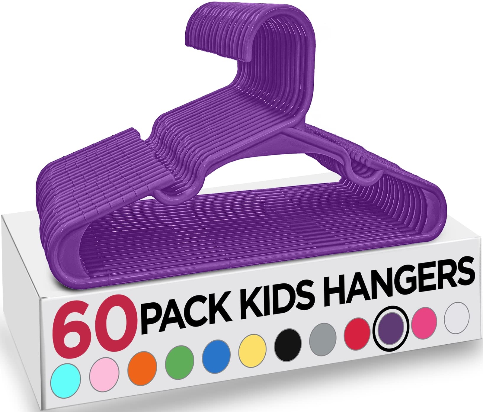 60 Pack Kids Hangers - 11.5 Inch Plastic Baby Hangers for Closet - Childrens ...