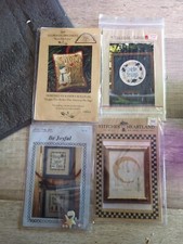 christmas cross stitch patterns Lot Of 8 With Accessories E2