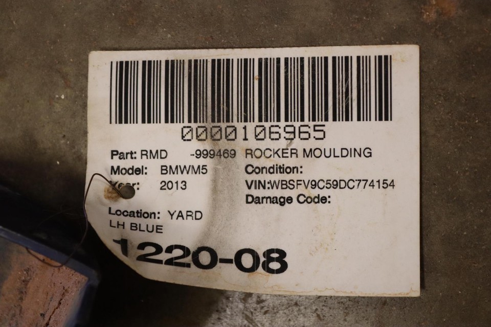 20132016 BMW M5 LEFT DRIVER SIDE ROCKER MOLDING SKIRT PANEL BLUE OEM