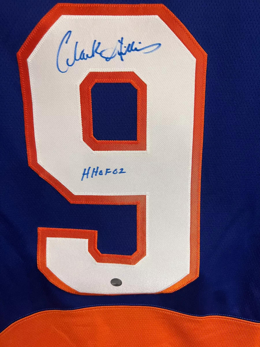 Clark Gillies Signed Islanders Jersey Inscribed HOF 02 (JSA COA)