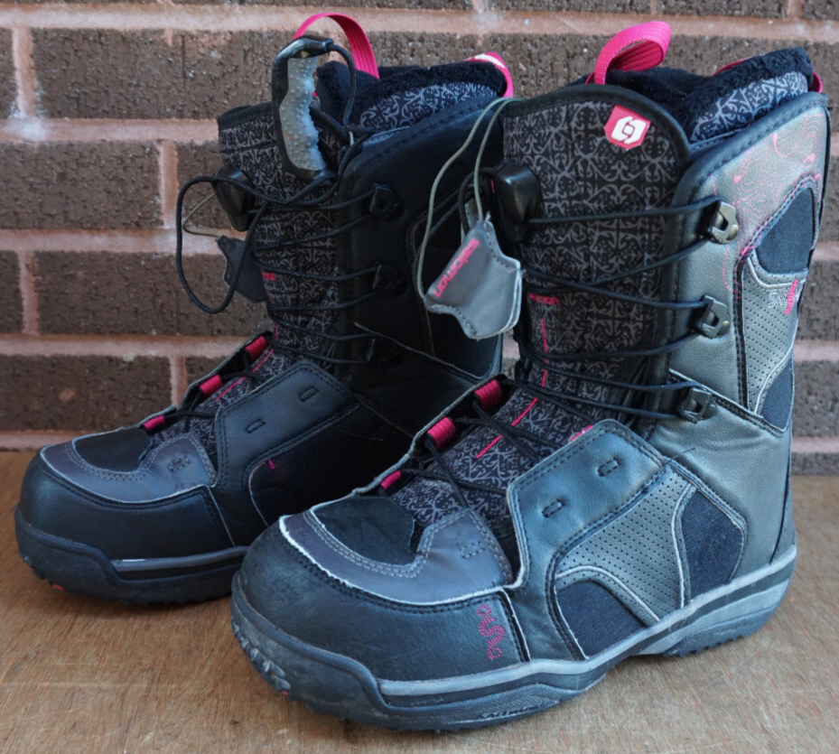 Stivali da snowboard Salomon UK 8 1 2 EU 42 e 2 3 rosa balcy e grigio