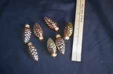 Lot of 6 Glass Pinecones Ornaments Gold Christmas