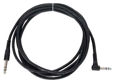 Cable Audio Jack 6.3mm Male/Male Stereo 1/4" Prise Coudee Symetrique Noir 3m - Photo 1/2
