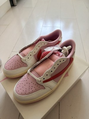 Nike Air Jordan 1 Low Pink/White Colorblock Low Top Lace-Up Men's Sneakers
