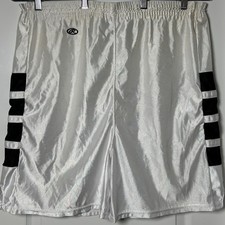 Rawlings "Mark of a Pro" Vintage Made in USA White Satin Basketball Gym Shorts