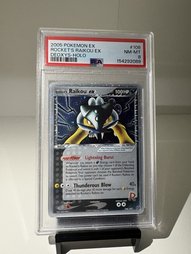 Pokemon TCG Rocket's Raikou ex 108/107 EX Deoxys Holo English PSA 8 2005