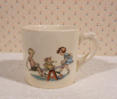 Borba Vintage 1950s Child's Mug Teeter Totter Thick Like Restaurant Ware