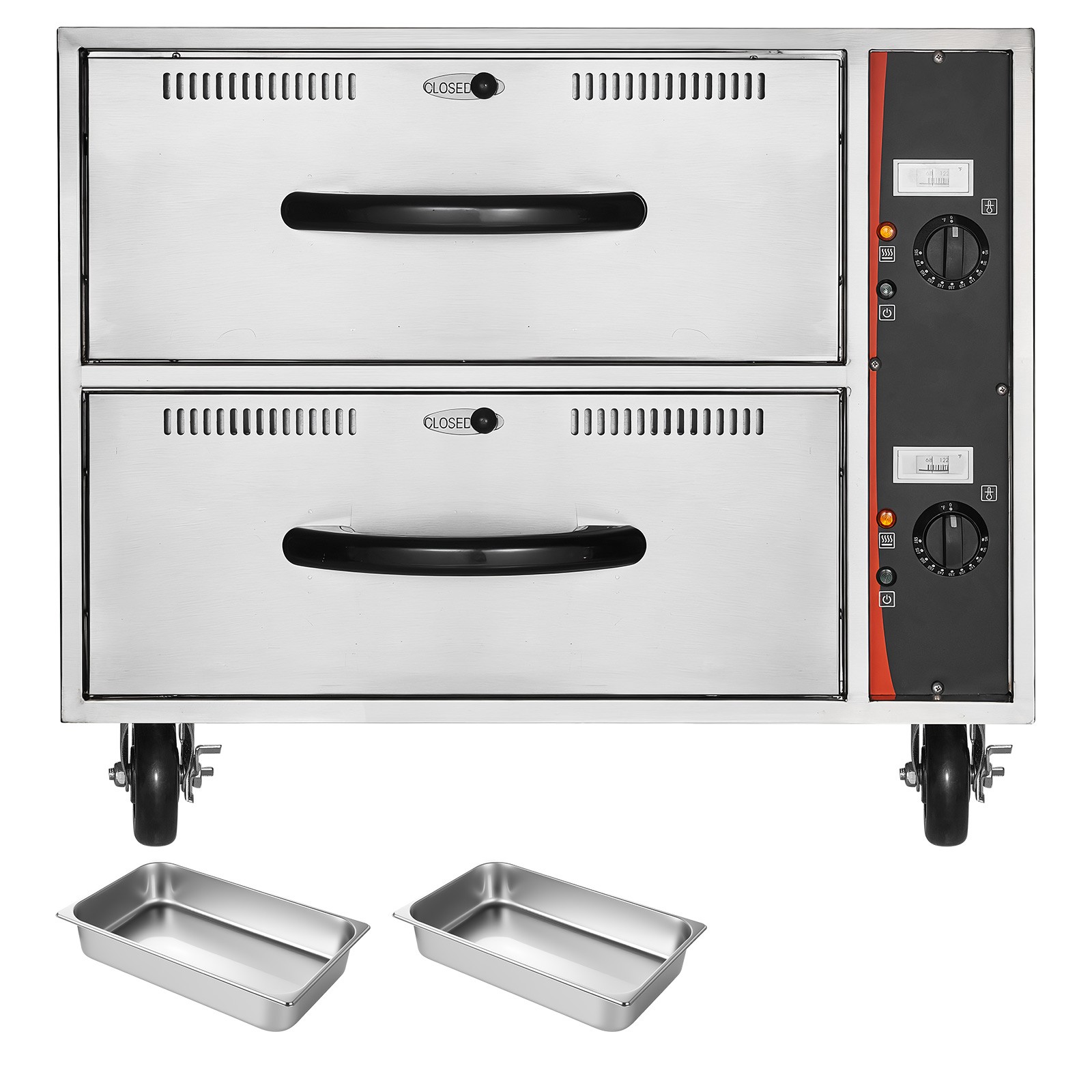 Uimoso Commercial Electric Drawer Warmer with Two Stainless Steel Drawers