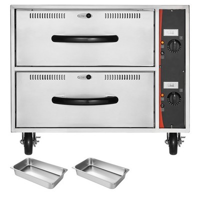 Uimoso Commercial Electric Drawer Warmer with Two Stainless Steel Drawers