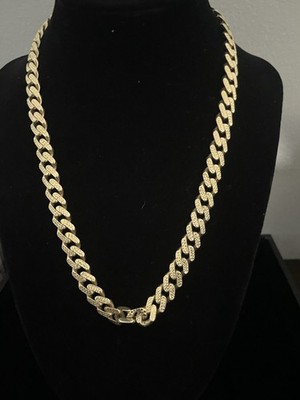 9mm Miami Monaco Cuban Link Chain Necklace Box Clasp 10K Yellow Gold 18.5  9MM