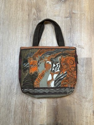 Laurel Burch Moroccan Mares Small Horse Canvas Purse Tote Handbag Ranch Western