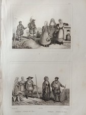 Incisione Acciaio 1835 - SARDEGNA - Costumi del Nord - Audot - Originale