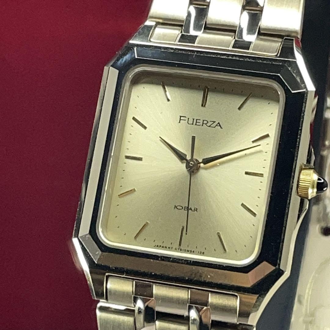 Alloy Quartz Dial ORIENT Bracelet Vintage Gold SS Watch FUERZA 90s Hard Case - vintagewatches.pk