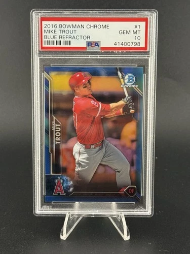 💎 Mike Trout 💎 2016 Bowman Chrome Blue Refractor SN /150 PSA 10