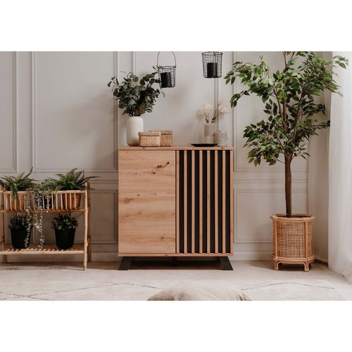 Kommode MEDAN - Artisan Eiche - anthrazit - 80 cm breit Sideboard Anrichte - Bild 4 von 10