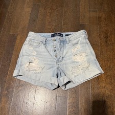 Hollister Vintage Y2K High Rise Denim Jean Shorts Size 3 Distressed