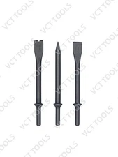 3pc 7" Air Chisel Set | Bolt Cutter, Flat & Tapered Bits | Pneumatic Tool Ki