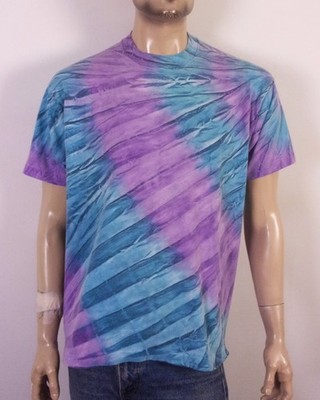 vintage 80s 90s single stitch FOTL Tie Dye Diagonal Striped T-Shirt USA soft XL