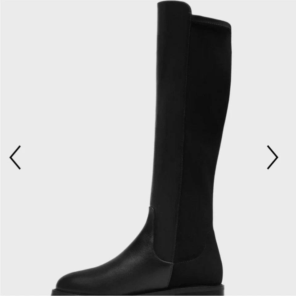 Botas Theory hasta la rodilla en cuero negro Foto 3 de 4