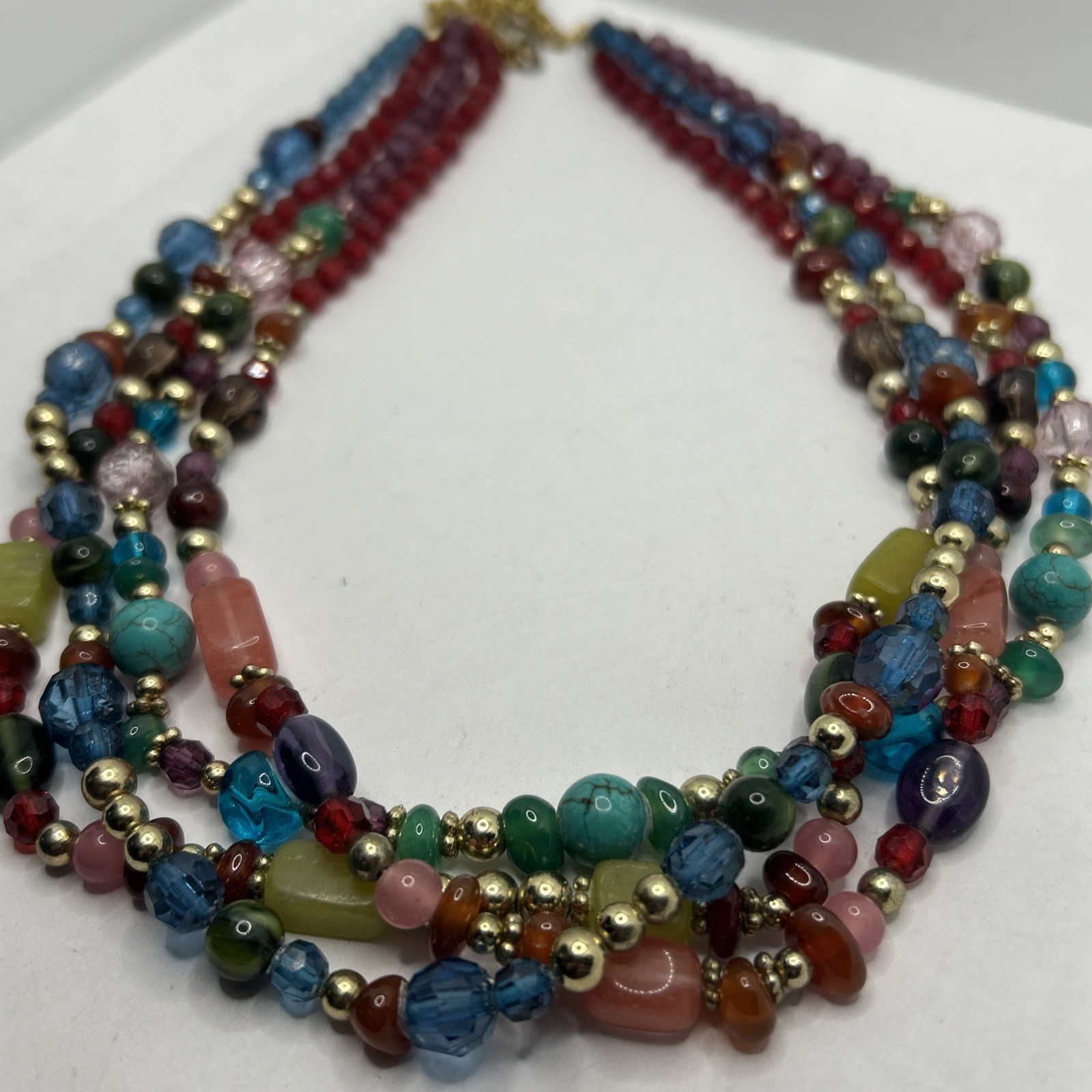 Multi Colored Multi Beaded 4 Multi Strand Necklac… - image 5