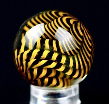 Bryan Trillas Glass Marble/Filigree Cane/UV Reactive/Black Yellow/0.8-0.9 inch