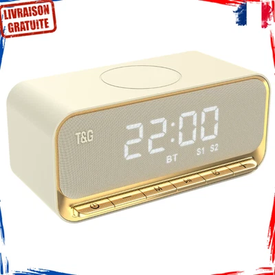 Enceinte Bluetooth Sans Fil Affichage LED Horloge Alarme 3600mAh 20W USB SD AUX - Photo 1/4