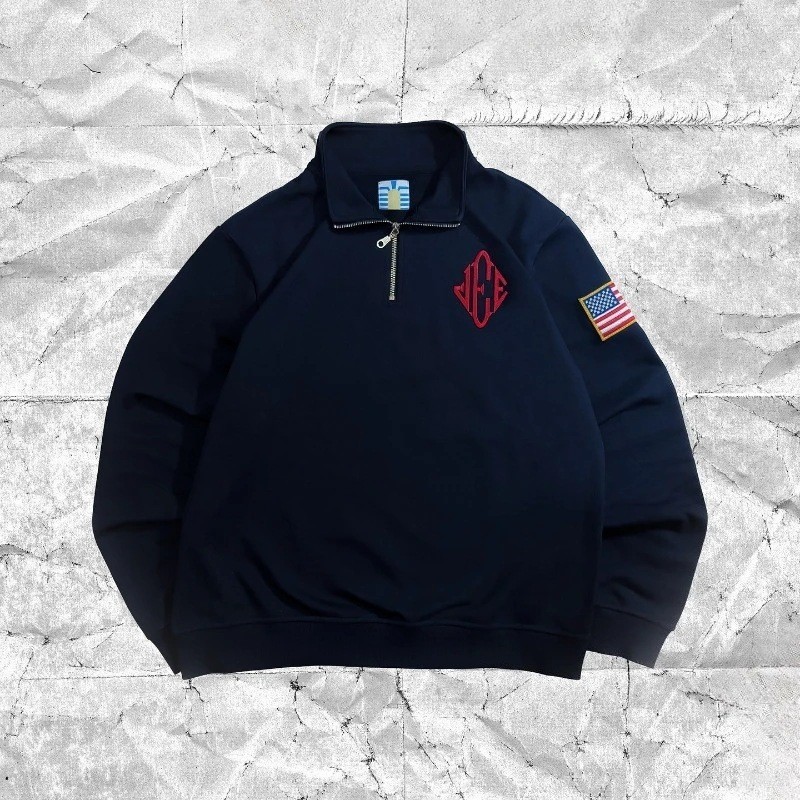 00s アーカイブ jipijapa Y2Kデザイントップス New Y2K Retro Quarterzip Pullover Hoodie JEE Embroidery Pattern