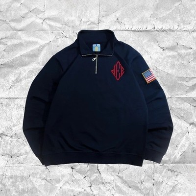 New Y2K Retro Quarterzip Pullover Hoodie JEE Embroidery Pattern Sweatshirt Top