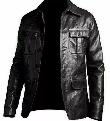 Men's Blazer Coat Motorcycle Black Biker Bomber Vintage Top Real Leather Jacket