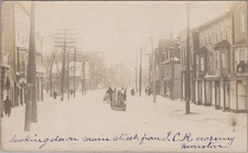 Main Street JCR Crossing Morse Store 1900s Heavy Snow RPPC Photo Postcard
