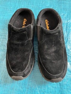 Cabela's Walking Hiking US WOMEN SZ 8M BLACK Suede Leather Slip On Tread Sole