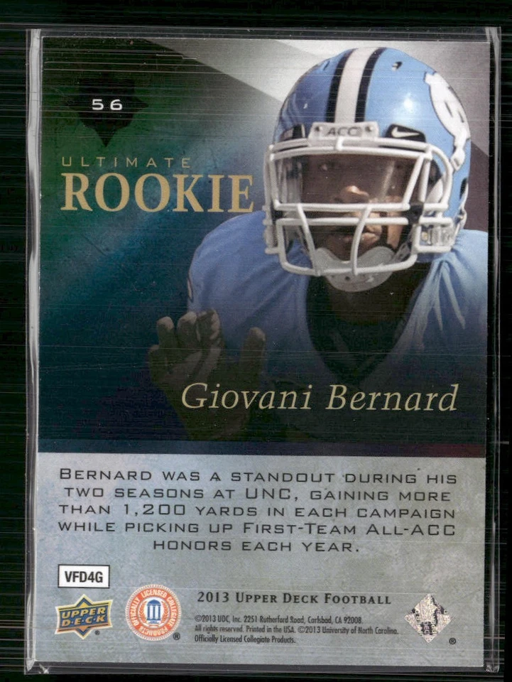 2013 Upper Deck #56 Giovani Bernard Ultimate Rookies #/525 - Image 2 of 2