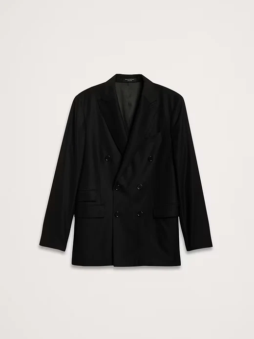 Костюм хопсак итальянский фирменный Banana Republic 38 S двубортный пиджак черный - Изображение 4 из 4