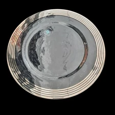 Annieglass Stripes Platinum Service Plate 13" Art Glass Multi Stripe 