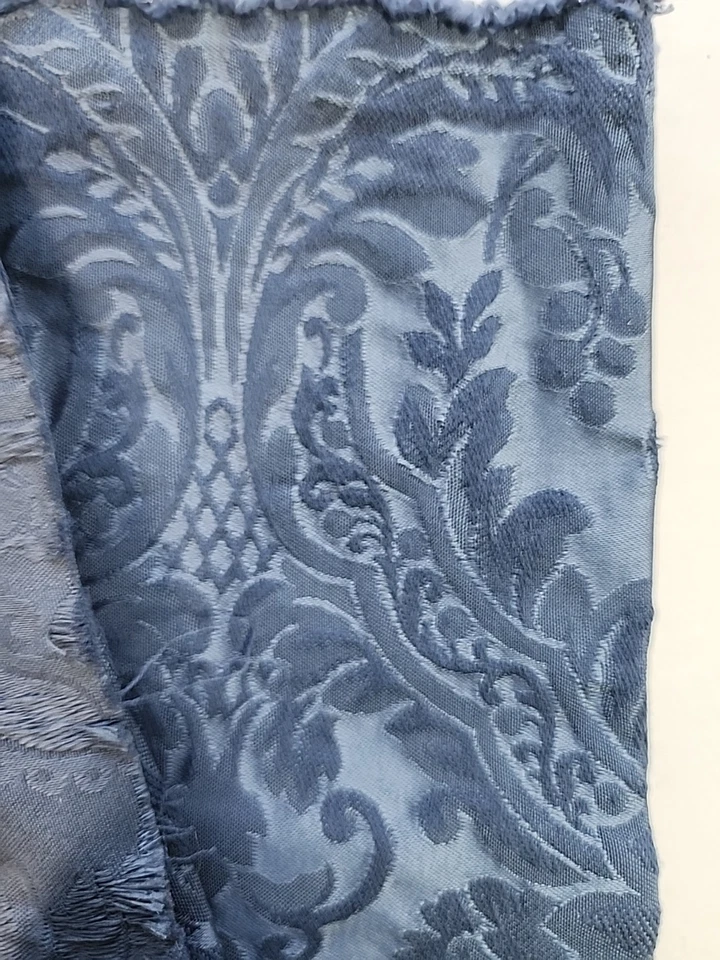 BLUE Damask Pattern Texture Sewing Upholstery Fabric 29.5w"x36 Vintage Used Cut  - Image 4 of 4