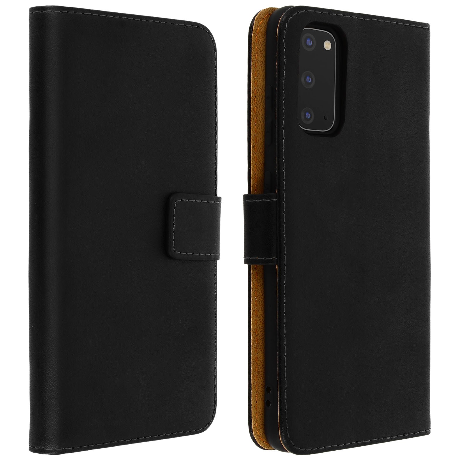 Étui de protection Galaxy S20 en cuir véritable pour regarder des vidéos