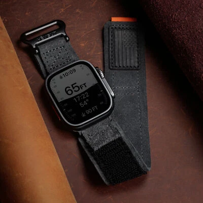 HEMSUT Suede Leather Watch Band for iWatch 42/44/45/38/40/41/49 Ultra/9/8/7/6/5/4/3/SE