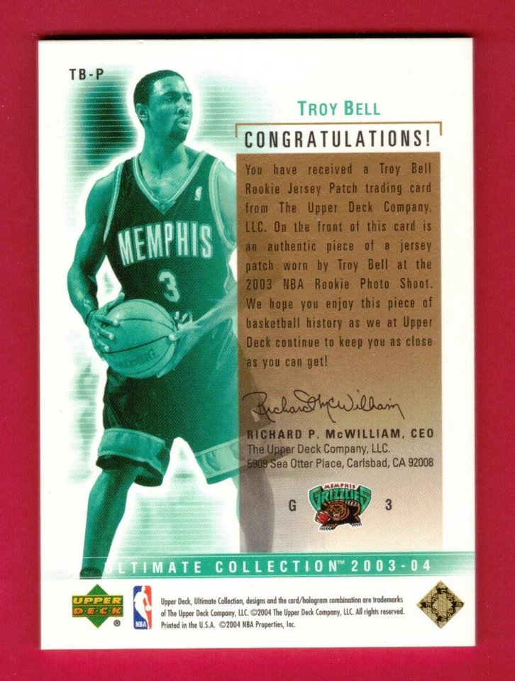 Troy Bell Peterson 2003-04 Ultimate Collection Rookie 4 Color Patch 81/100 - Image 2 of 2