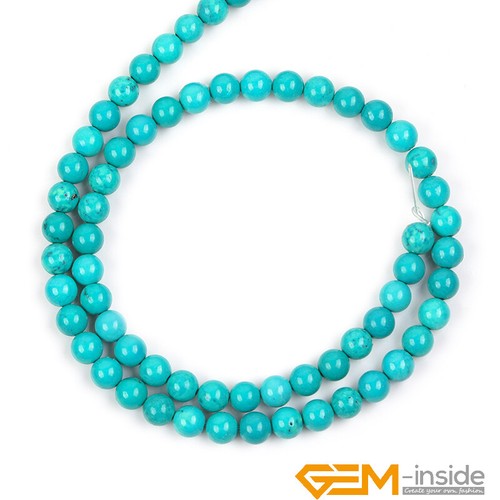Round Blue Tourquoise Stone Loose Beads For Jewellery Making 15" Wholesale AU - Foto 12 di 70