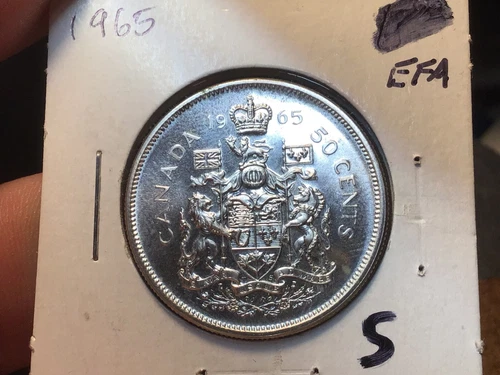 1965 BU Canada Half Dollar Canadian 50 Cents Silver, Nice Grade at Melt