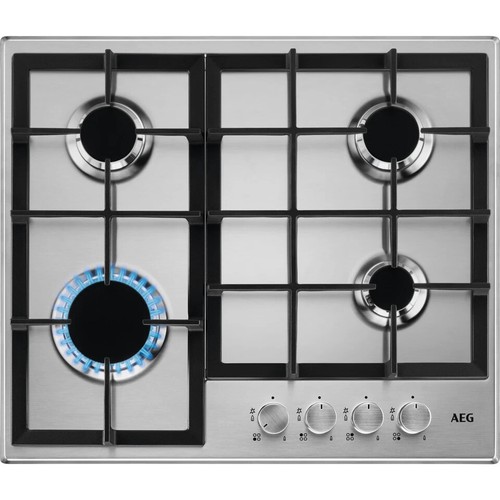 AEG HGB64200SM Gas Hob Slimline 60cm 3000 4 Zones Cast Iron Stainless Steel NEW - 第 1/4 張圖片