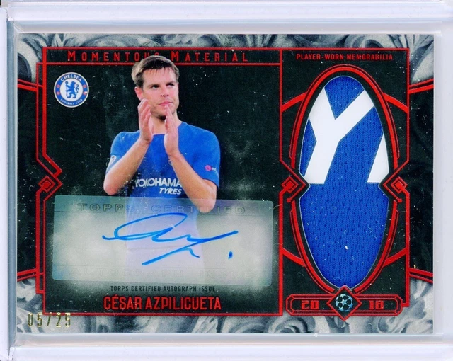 2018 Topps Museum CESAR AZPILICUETA Momentous Red Ruby Jersey Patch AUTO 5/25