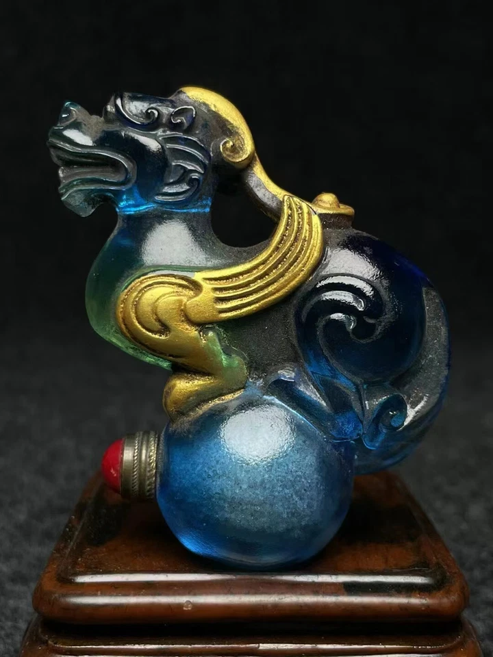 Colección Botella de tabaco esmaltada de colores antiguos artesanías artesanías de unicornio auspicioso Foto 2 de 4