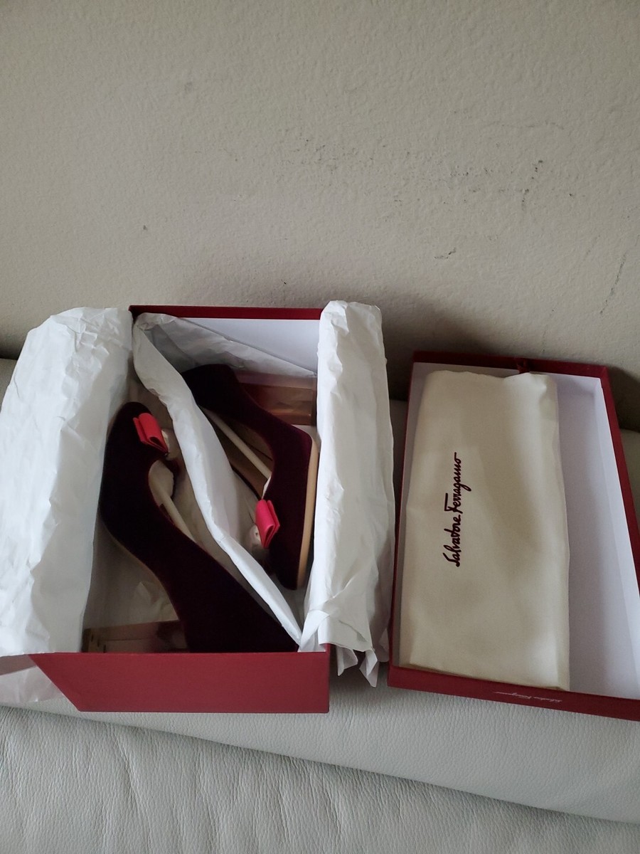 Salvatore Ferragamo Burgundi Maroon Dark Red Velvet