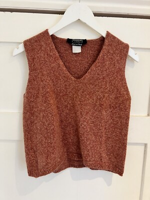 Rare Vintage MaxMara weekend By wool blend v neck burnt orange tank top UK6-8
