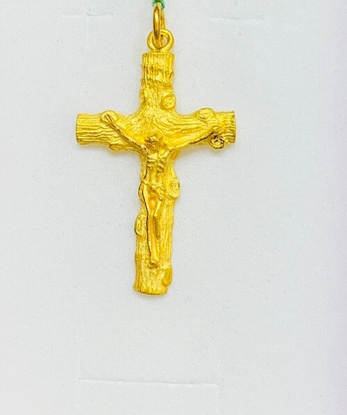 24k Solid Yellow Gold Shaped Cross Pendant 10 Grams