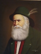 Tableau Ancien, Huile sur toile, Portrait XXeme Signé Cellam .