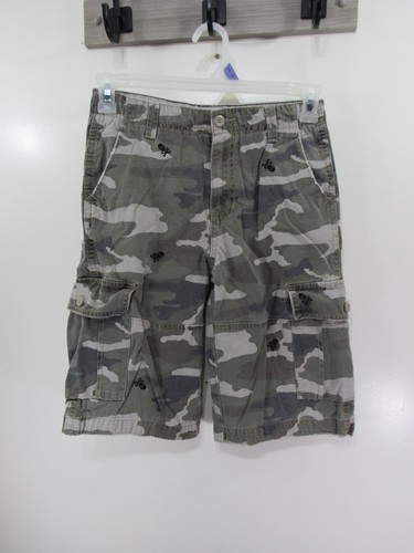 Dickies Boys Size 16 Geen Camo Skulls Shorts Button Zipper Pockets