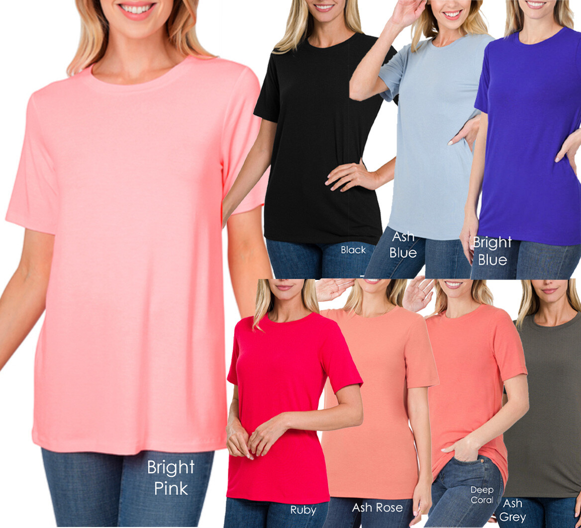 ZENANA 2108 Short Sleeve Round Neck Tee T-Shirt Top | eBay