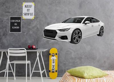 3D Weiß Limousine C087 Auto Wallpaper Wandbild Poster Transport Wandaufkleber